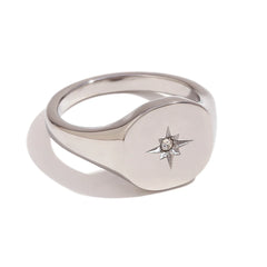 Anillo Nova — sello dorado con estrella grabada, vista 8